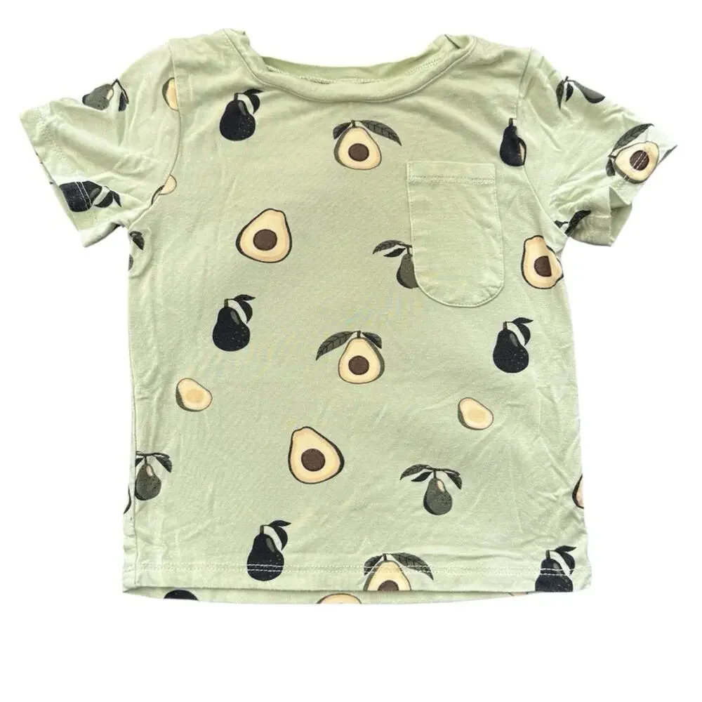 Kyte Girls' Avocado & Butterfly Short-Sleeve Bamboo Tops - Set of 2 Size 12-18 M